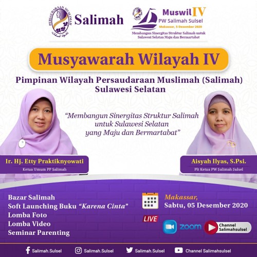 PW Salimah Sulsel akan Muswil, Berikut Pokok Pembahasannya