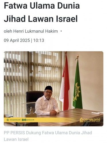 PP PERSIS Dukung Fatwa Ulama Dunia Jihad Lawan Israel