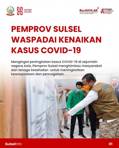 Pemprov Sulsel Ingatkan Waspada Peningkatan Kasus Covid-19
