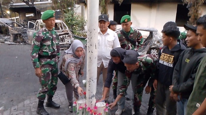 Dandeninteldam XIV/Hsn Laksanakan Peninjauan dan Pengamanan Aksi Unjuk Rasa Badko HMI