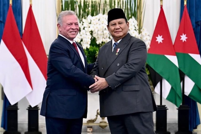 Presiden Prabowo Sambut Raja Abdullah II ibn Al Hussein di Istana Merdeka