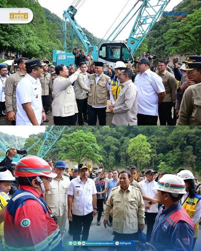Presiden Prabowo Tinjau Progres Perbaikan Jalan Lembah Anai